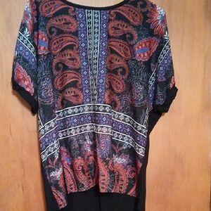 Attention Black and Red Paisley Blouse